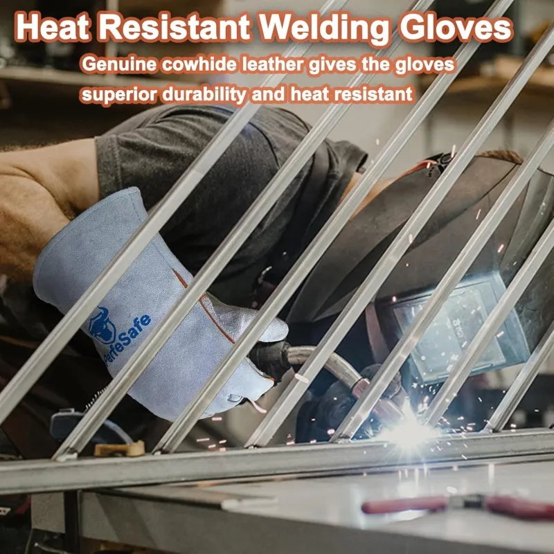 Welding Gloves, 14 Inches, 932℉ Heat-Resistant Leather Welding Gloves | Suitable for Welding, Ovens, Grills, Fireplaces, Furnaces, Stoves | With Soft Lining