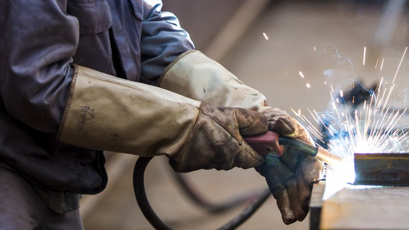 Wear welding gloves while working