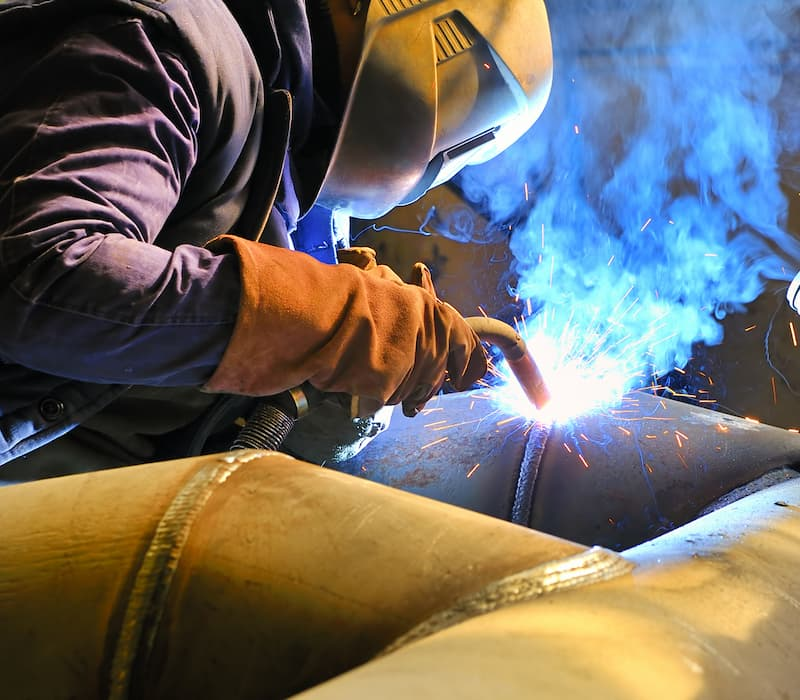 Welding gloves are conspicuous