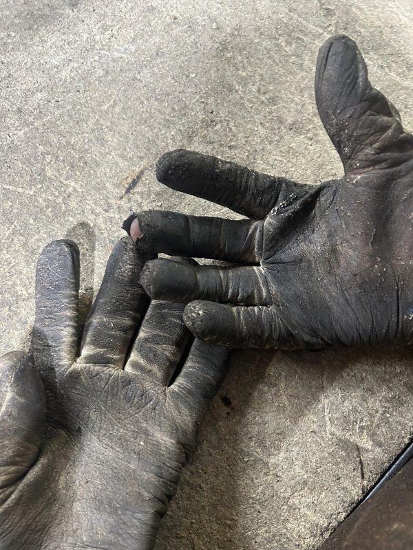 Old and damaged welding gloves