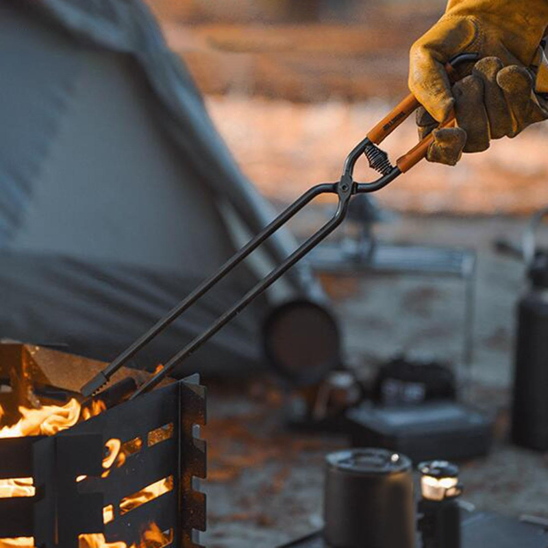 Wear welding gloves to safely use fire tongs