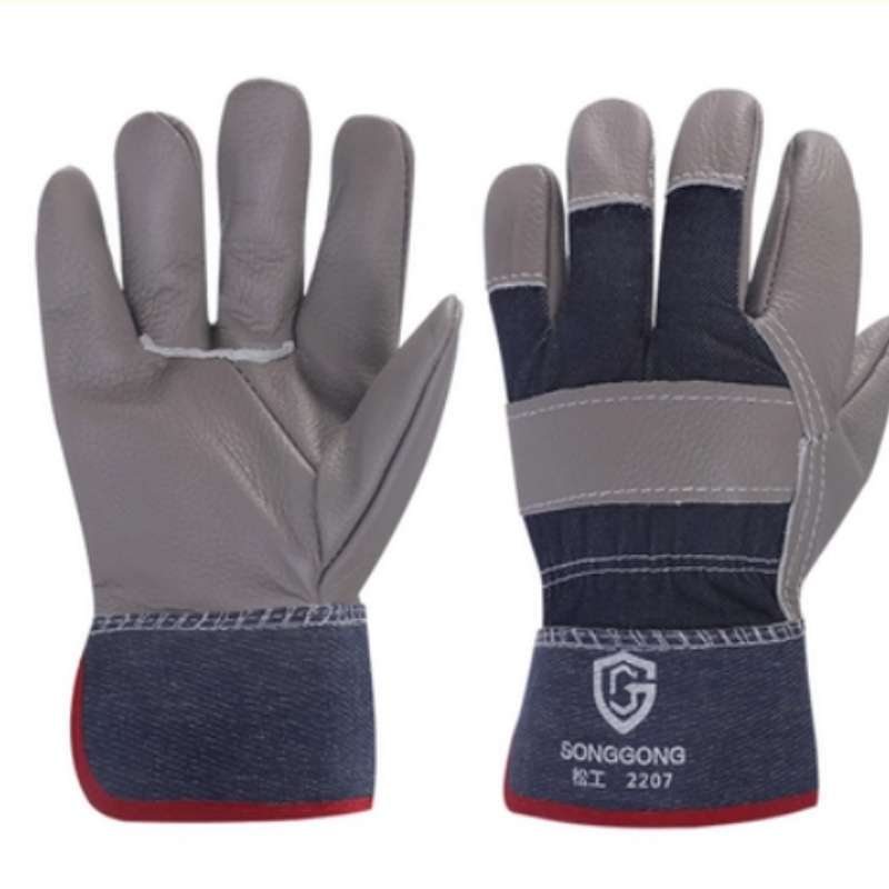 10-Inch Unisex Soft Cowhide Gloves - Blue-Gray